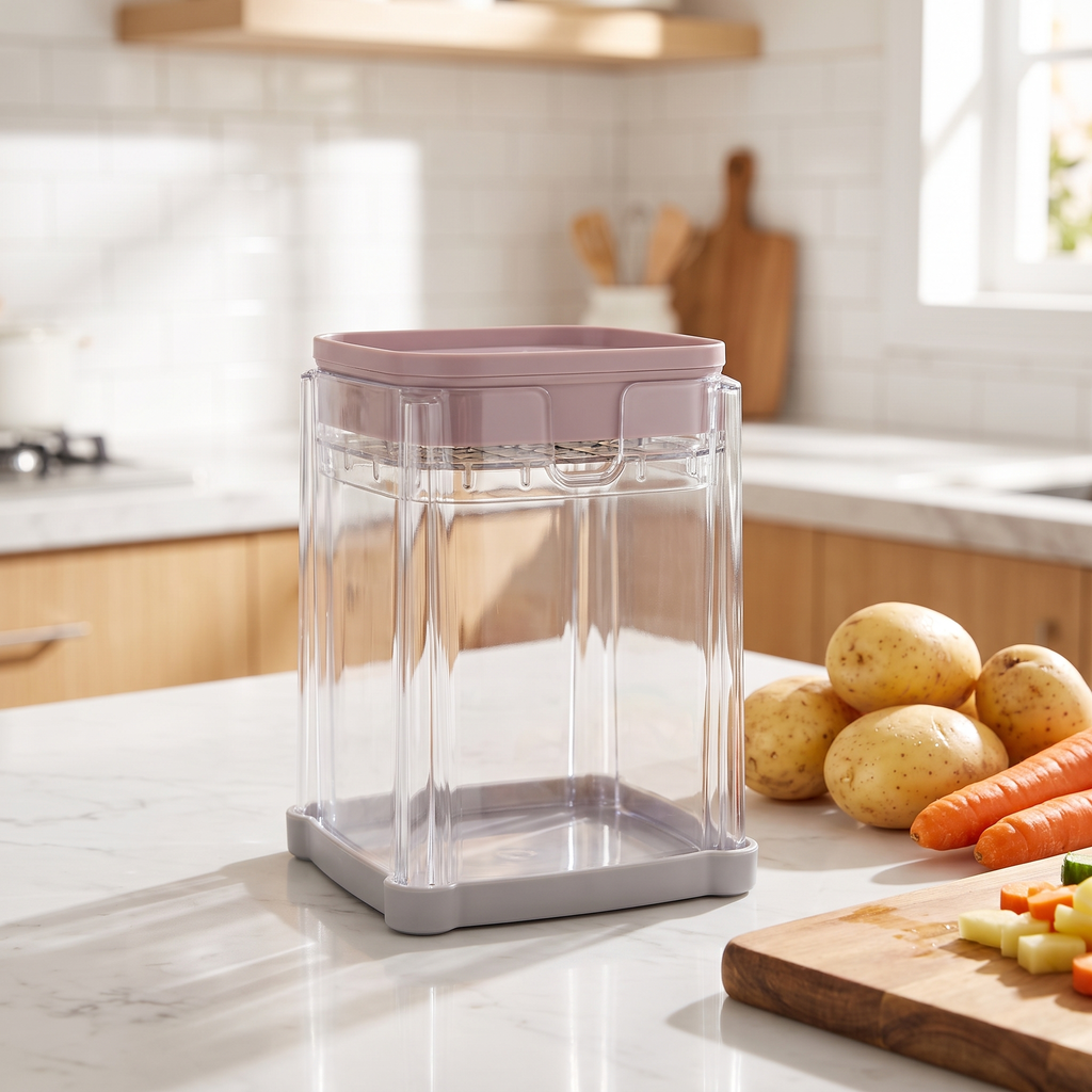 DicePress on kitchen counter with vegetables