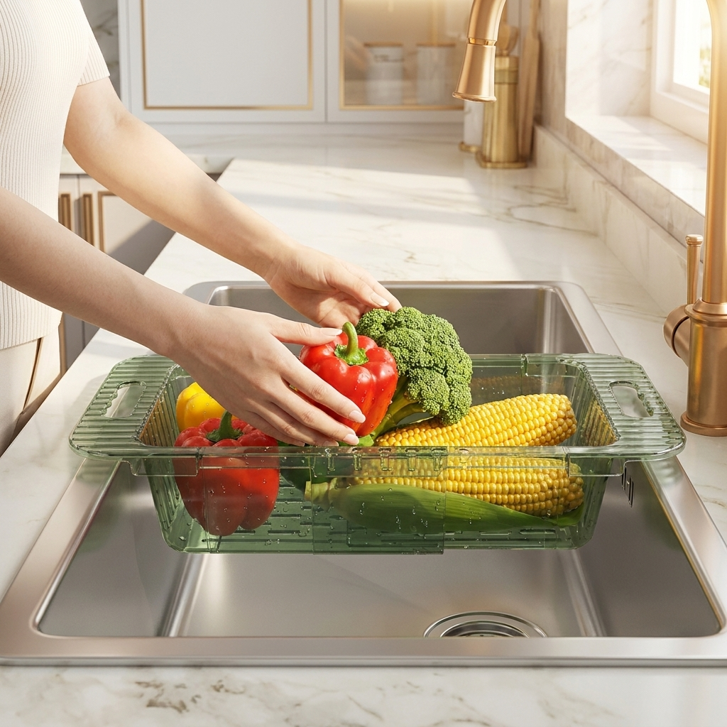 FlexiRinse hero - washing vegetables in sink