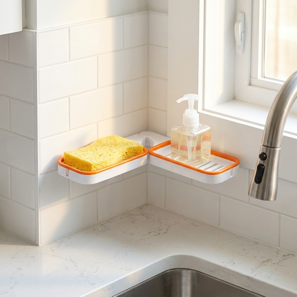 SwivelShelf mounted in kitchen corner near sink