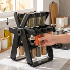 SpiceWheelie hero - hand spinning the rotating spice rack