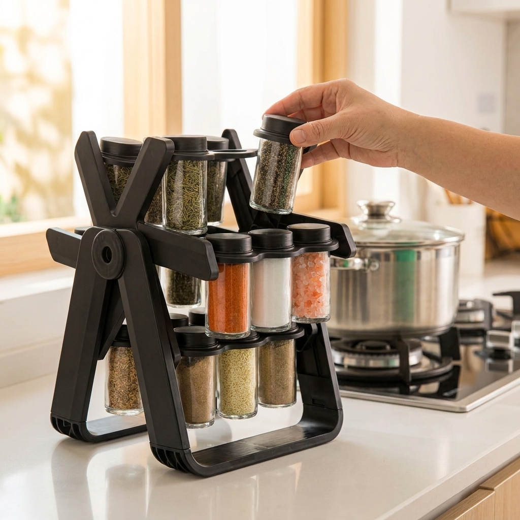 SpiceWheelie side angle - placing spice jar