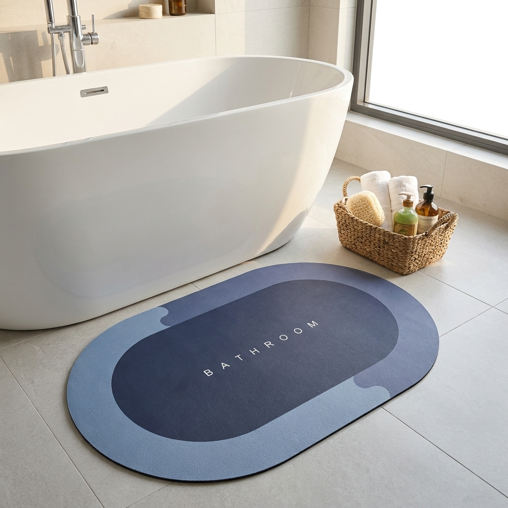 GripStone bathroom mat by tub