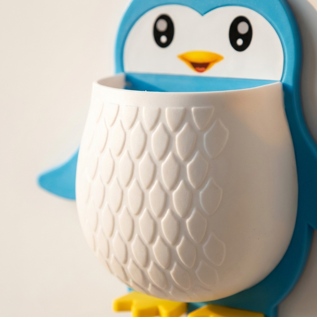 Pengly penguin wall storage holder - detail shot